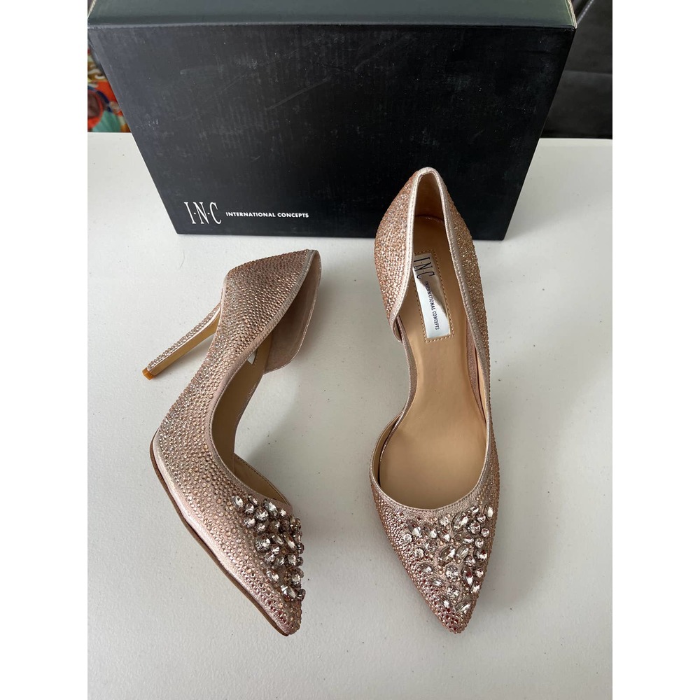 INC International Concepts Rose Gold Jeweled D'Orsay Pointed Heels